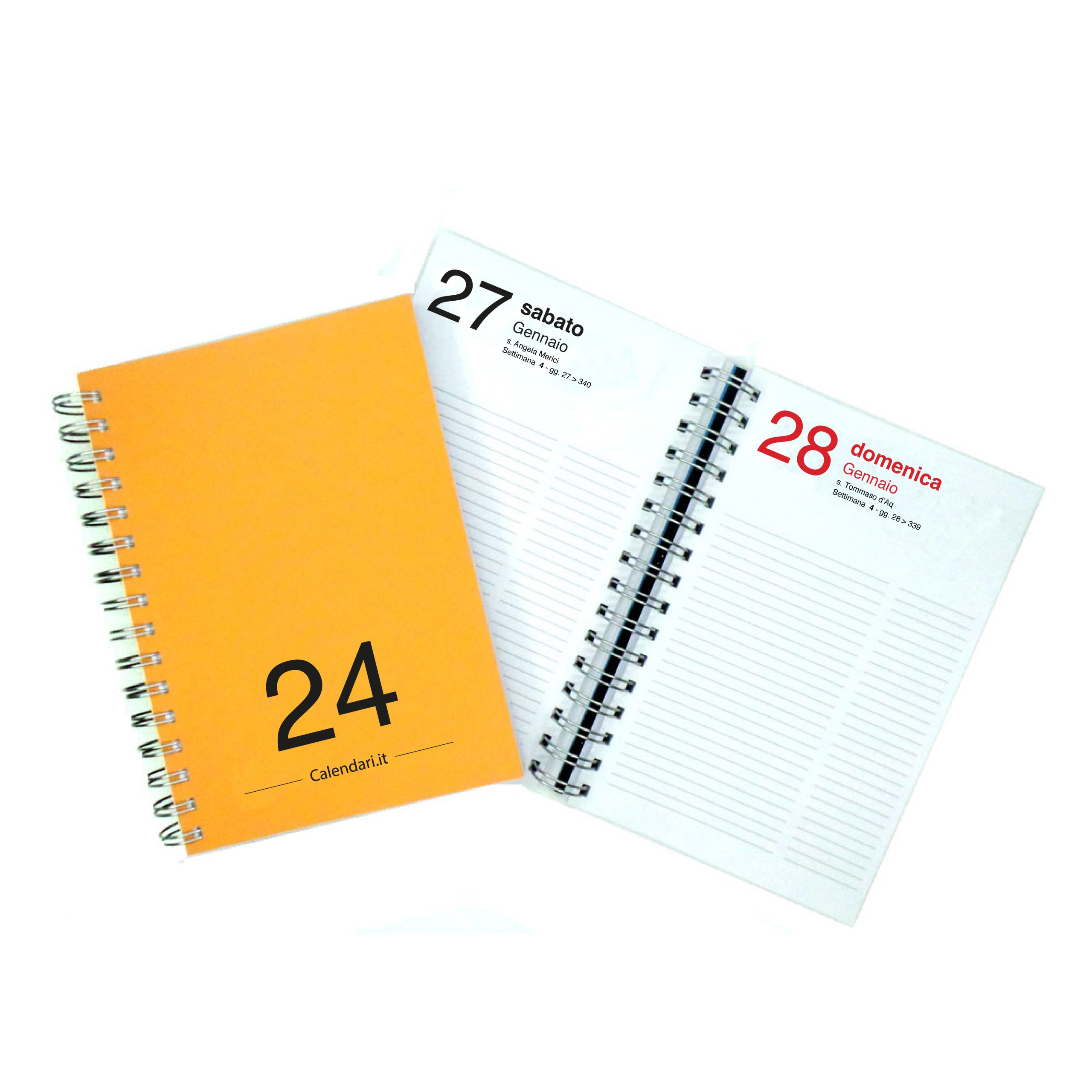 Agenda 2024 Giornaliera 365 giorni verticale 15x21 cm 10 colori con spirale  -  - calendari 2024 - calendario 2024 - planner - agende -  settimanali - famiglia - calendario da tavolo - sottomano