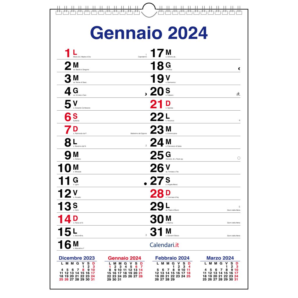 Calendario 2024 planner planning tabelle giornaliero muro calendari.it