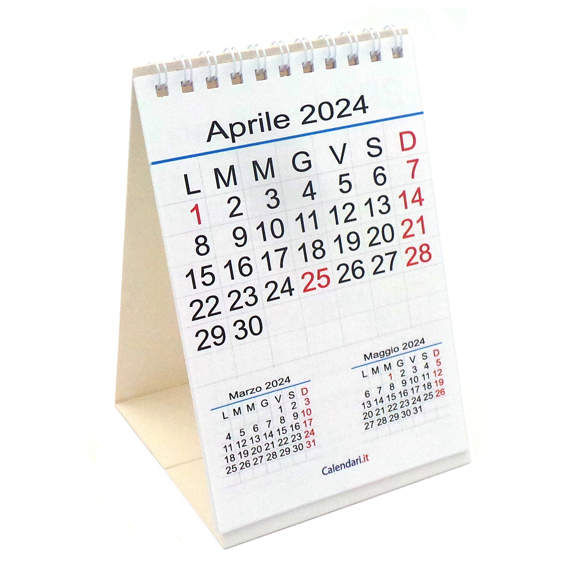 Calendario 2024 tavolo numeri grandi 3 mesi 10x15 cm