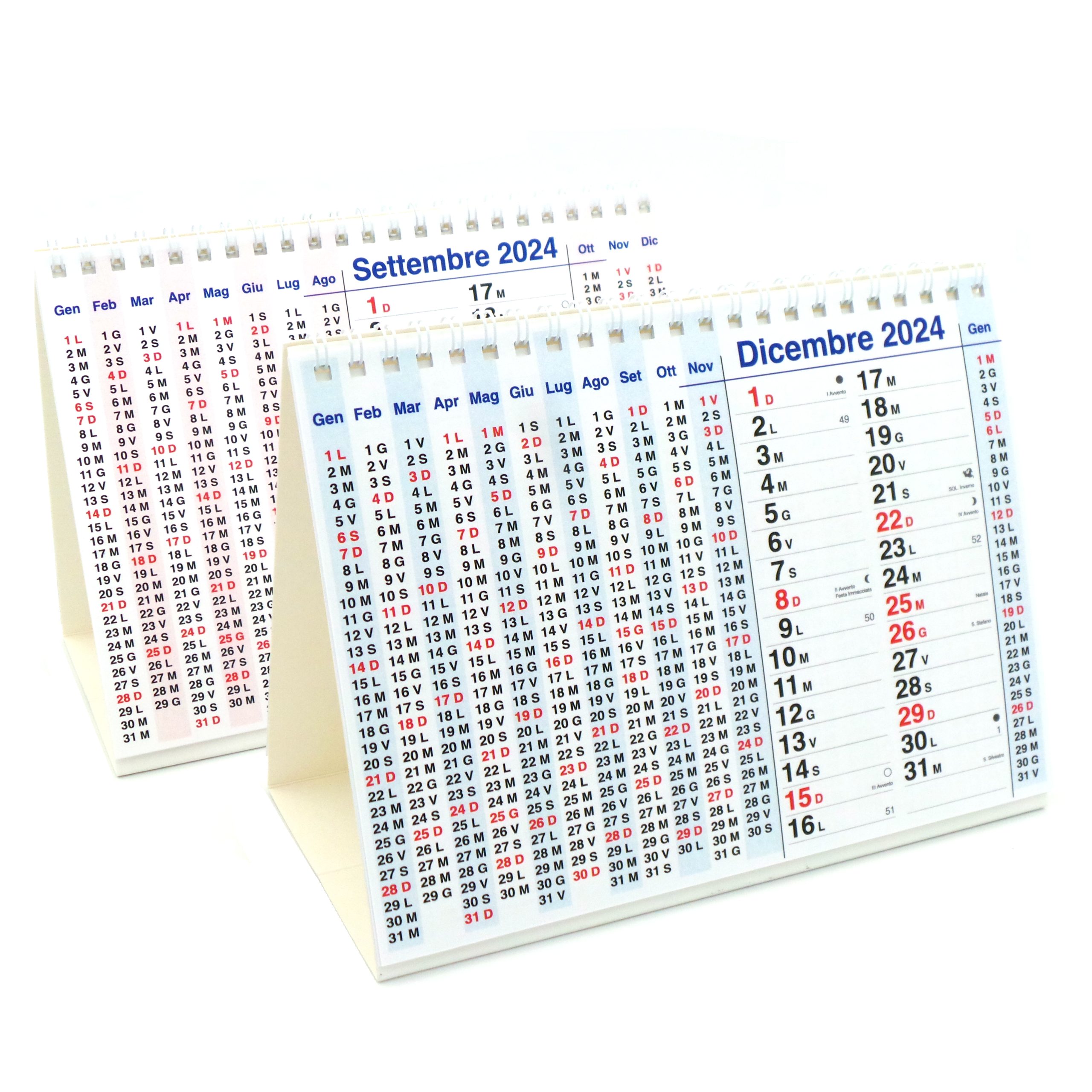 Calendario 2024 tavolo mini planner 12 mesi a piramide 20x15 cm -   - calendari 2024 - calendario 2024 - planner - agende -  settimanali - famiglia - calendario da tavolo - sottomano