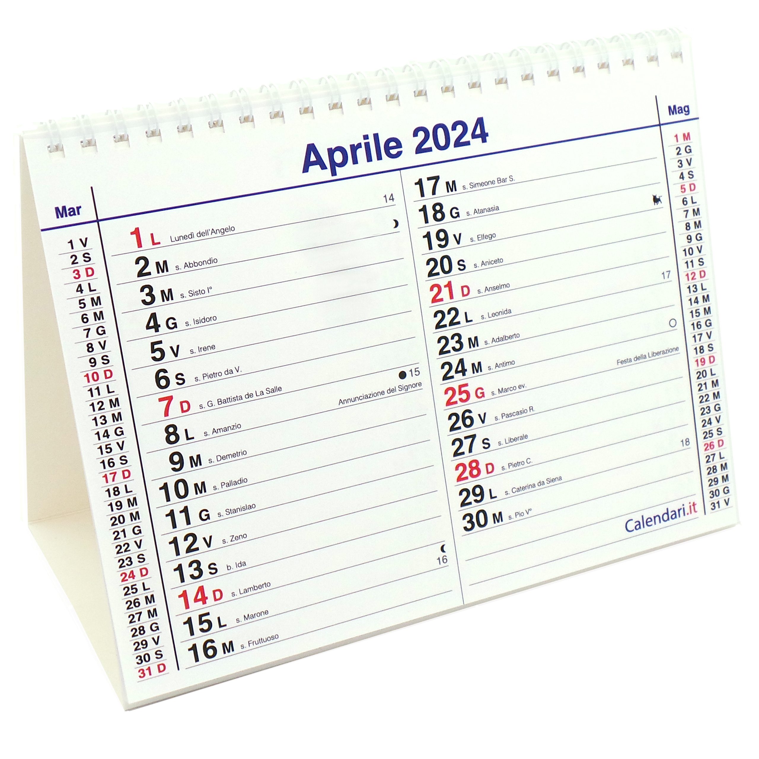 Calendario 2024 tavolo olandese santi e lune 20x15 cm -  - calendari  2024 - calendario 2024 - planner - agende - settimanali - famiglia - calendario  da tavolo - sottomano