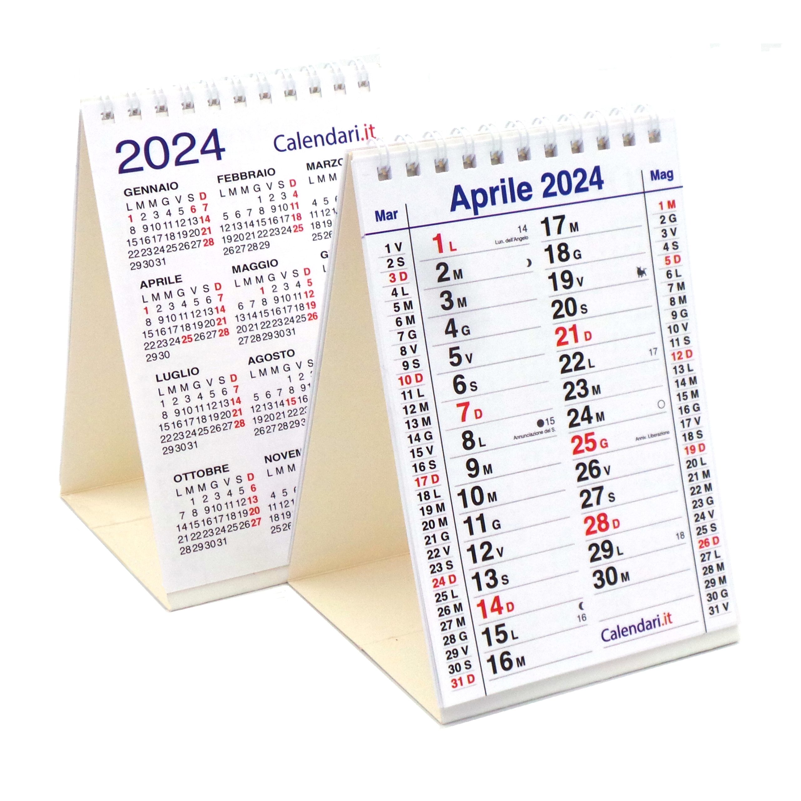Calendario 2024 tavolo DELUXE mod. olandese a 3 mesi a piramide A4 - 21x30  cm